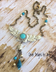 turquoise and ice resin necklace